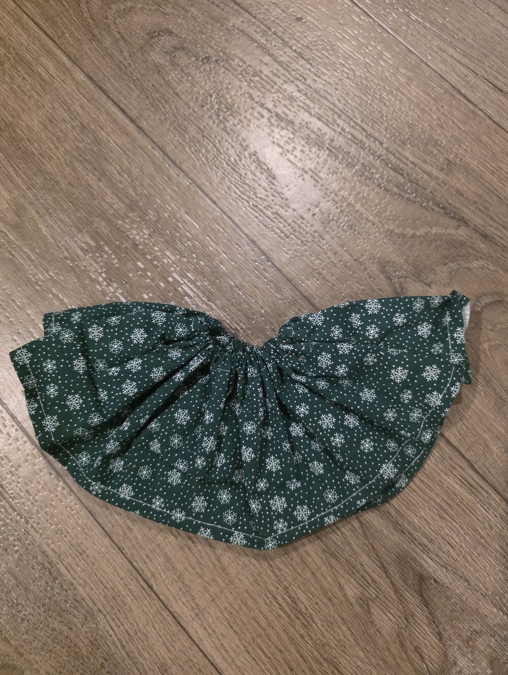 10" Handmade Green Snowflake Gathered Desk Goose Dress